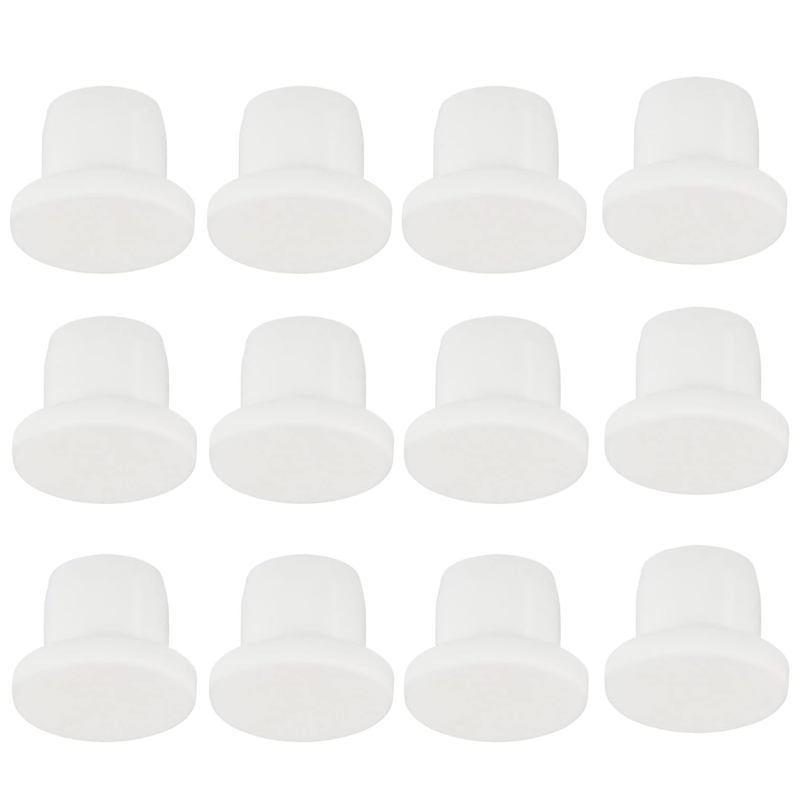 TA-VIGOR 12Pcs Silicone Hole Plugs, 10mm Diameter Hole Stoppers, Soft Flexible Rubber Panel Seal Cover Flush Type Panel Round for Kitchen Rubber Bulkheads Waterproof Sealing Plugs, White