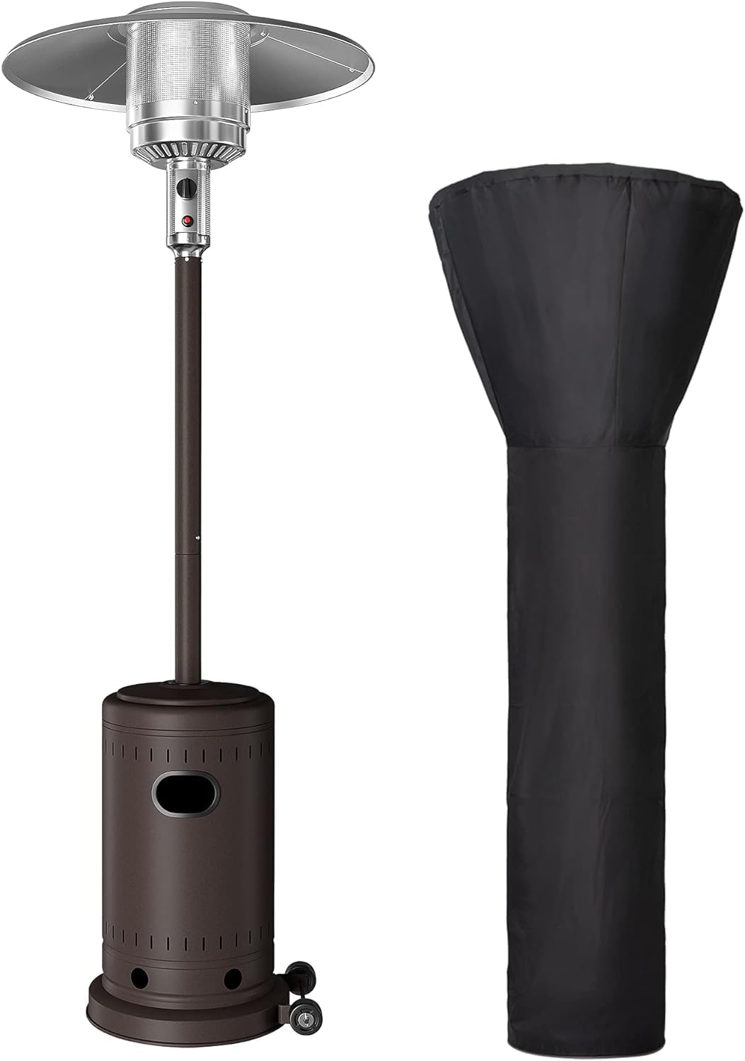 PAMAPIC Patio Heater, Commercial Propane Outdoor Heater - Standing Patio Heater With Cover, Bronze