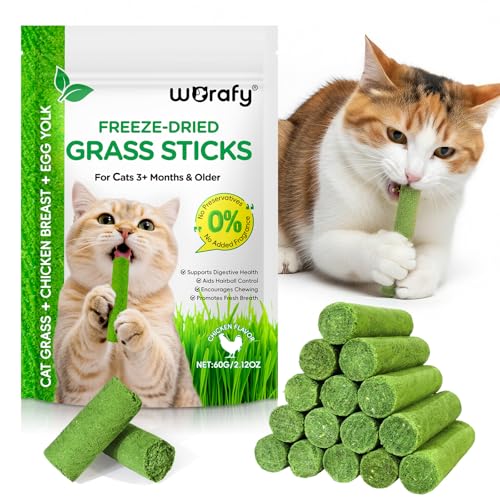 IMKCICSZ 60g Cat Grass Sticks Freezed Dried Cat Grass SticksSnacks for Teeth Cleaning and Hairball Removal Toy Grass Stick Chew Dental Food for Indoor Kitty Lickable Edible Snack