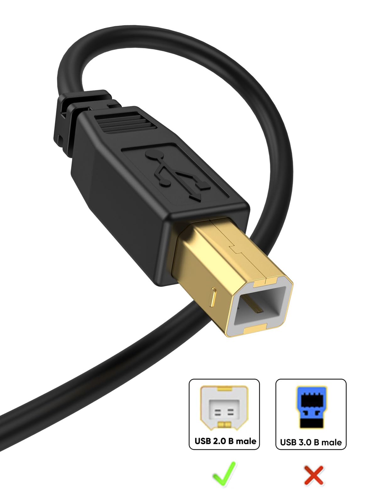 CableCreation USB Printer Cable 6.6FT, USB A to B Printer Cord High Speed for HP, Brother, Epson, Canon, Piano, Dac, and More, 2M