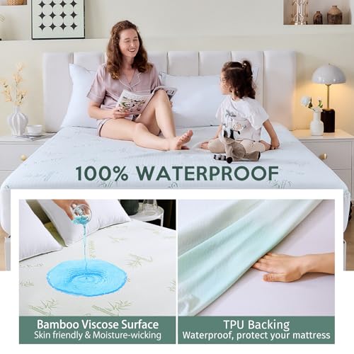 MUXHOMO 2 Pack Mattress Protector Full Size Bed, 100% Waterproof Mattress Cover, Cooling and Breathable Bed Pad Cover, Deep Pocket 8"-21"