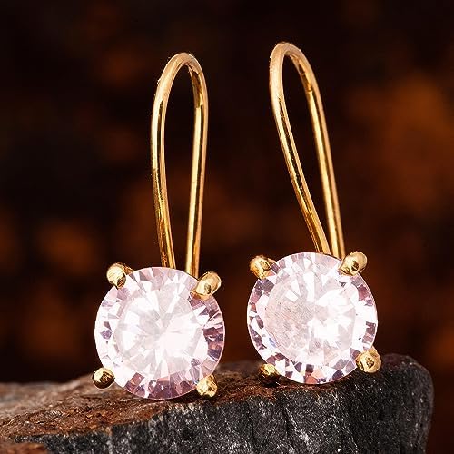 Orecchino in quarzo rosa argento placcato oro. Orecchino in argento sterling 925 con quarzo rosa.