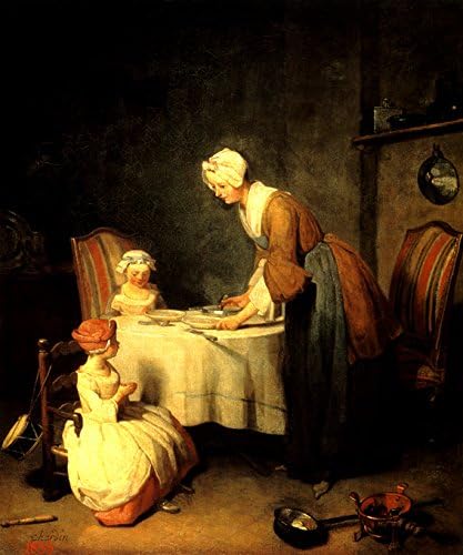 Amazon Com Wonderfulitems Saying Grace Before Meal Prayer Mother Children 1740 French Painting By Jean Baptiste Chardin X 24 Image Size Repro Canvas Rolled Up Posters Prints