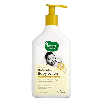 Mother Sparsh Simply Unscented Baby Lotion With Natural Oatmeal- 400ml | Fragrance Free Lotion for Babies | 24hr Protection for Dry, Itchy & Sensitive Skin - image, photos