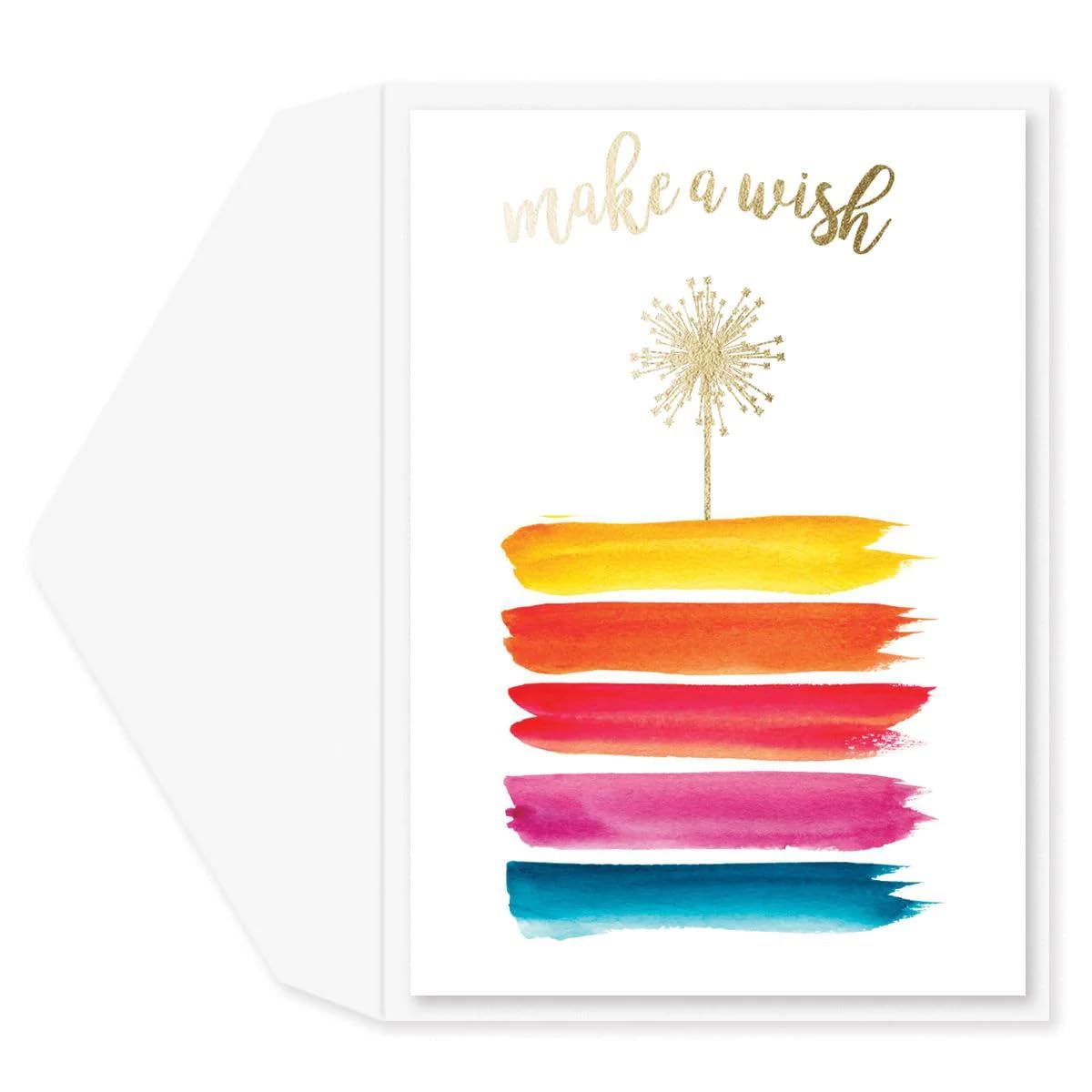 Graphique Make a Wish Birthday Card | Family and Friends | Embellished with Glitter and Gold Foil Accents | Color-Coordinated Envelope | 5" x 7"