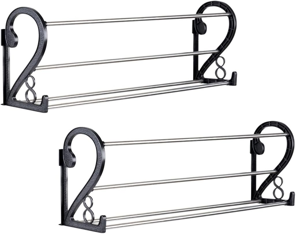 Set Of 2 Wall-Mounted Shoe Racks With Adhesive Mounts, Punch-Free Over-The-Door Organizers For Space-Saving Shoe Storage In Bathroom And Hallway
