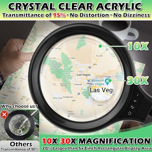 Nzqxjxz NZV46240422LDFDJ02 10X 30X Large Floor Magnifying Glass With Light And Stand,36 Led Flexible Gooseneck Floor Magnifying Lamp,Clip thumb #2