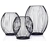 Queta Set van 3 kandelaars ovale kandelaars staafkaars metalen decoratieve kandelaar staafkaars metalen decoratieve kandelaar, verjaardag, Kerstmis (zwart)