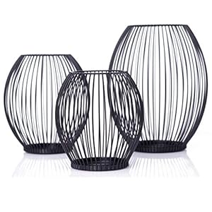 Queta Set van 3 kandelaars ovale kandelaars staafkaars metalen decoratieve kandelaar staafkaars metalen decoratieve kandelaar, verjaardag, Kerstmis (zwart)