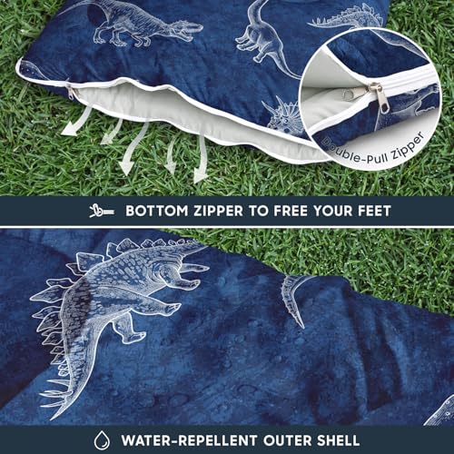 Wake In Cloud - Bolsa de Dormir para Niños, Mochilera Ligera Compacta para Camping en Clima Templado, con Diseño de Dinosaurios miniatura 6