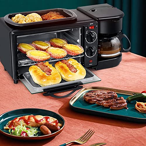 Acesunny 3-in-1 mini-ovens, multifunctionele ontbijtmachine met koffiezetapparaat, grillplaat, ontbijtmachine, toastofen, oven, grillplaat, mini-oven, 9 liter pizzaoven - Afbeelding 5