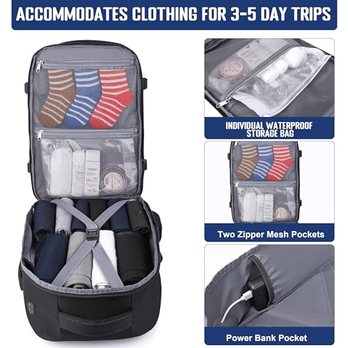 HILOMON Travel Backpack Carry-on Flight Approved, TSA Approved Personal Item Size Airplane Approved Weekender Bag, Water Resistant Lightweight Laptop Daypack for Men Women - Image 3