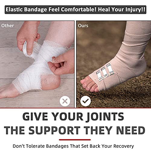 Elastic Bandage Wrap 4 Pack(2 X 3" + 2 X 4" Wide Rolls) + 24 Clips | Stretch Compression Bandage Stretches up to 15ft | Ideal for Medical, Sports, Sprains, Calf, Ankle & Foot - Image 8