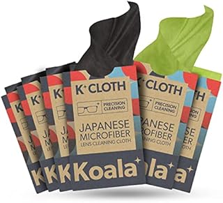 Koala Lens Cleaning Cloth | Japanese Microfiber Glasses and Screen Cleaner | Safe for All Multi-Coated Eyeglass and Camera Lenses (Pack of 6)