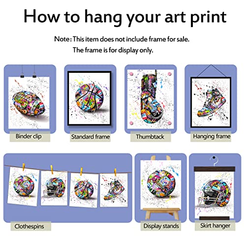 Graffiti Wall Art Sports Prints Wall Decor Set of 6 Canvas Fashion Posters Inspirational Colorful Modern Art Photos Pictures,American football,Football for Home Livingroom Bedroom (8"x10" UNFRAMED) - Image 4