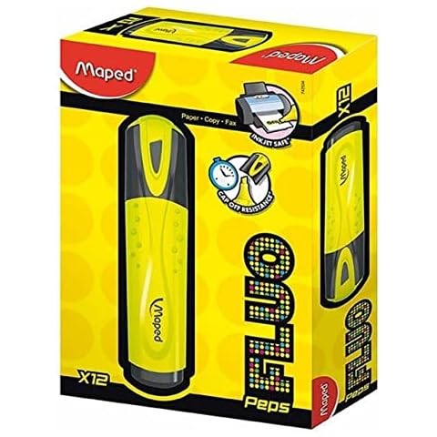Subrayador Classic de Maped con 12 colores amarillos y punta biselada Cover
