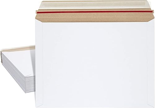 Paquete de 25 sobres rígidos Stay Flat de 9 x 12 pulgadas con sello autoadhesivo, sobres de cartón blanco resistentes de 450 GSM para envío de