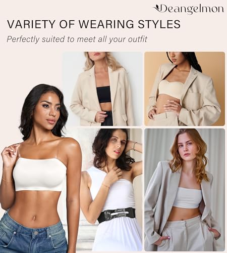 Image of DEANGELMON Strapless Bras for Women Non-Slip Silicone Bandeau Seamless Tube Top Bralette Comfy Non Padded Stretchy Stylish