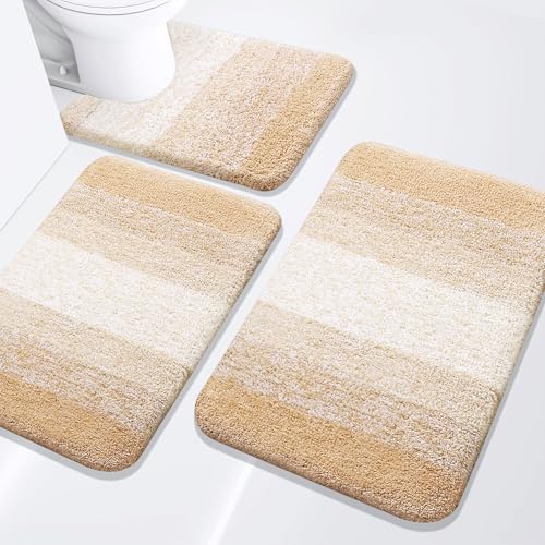 Arotive Badezimmerteppich-Set, 3-teilig, extra weich und saugfähig,...
