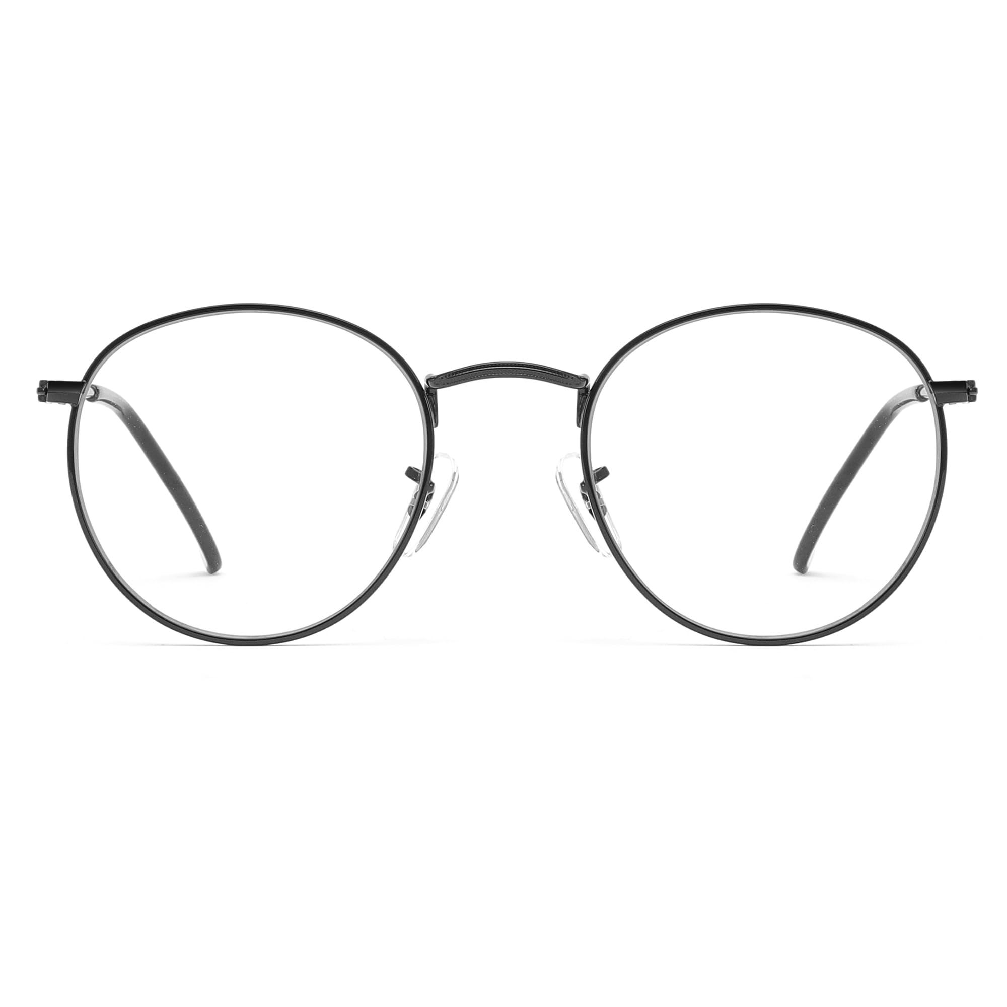 JFXQDR Round Blue Light Blocking Glasses for Men Women, Circle Metal Wire Rimmed Frame Glasses Anti Glare & UV RF5002 (Black)