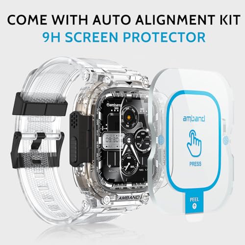 Image of amBand Bands Case Screen Protector Compatible with Apple Watch Ultra 3 /2 /1 49mm, M1 Sport Series Rugged Cover Strap and 9H Tempered Glass Film, Military Protective Bumper for iWatch 49 mm Men Clear