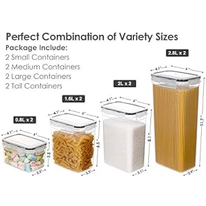   CHEFSTORY-Airtight-Food-Storage-Containers-with-Lids-8-PCS-Plastic-Storage-Containers-for-Kitchen-Pantry-Organization-and-StorageDry-Food-Canisters-for-Flour-Sugar-and-Cereal