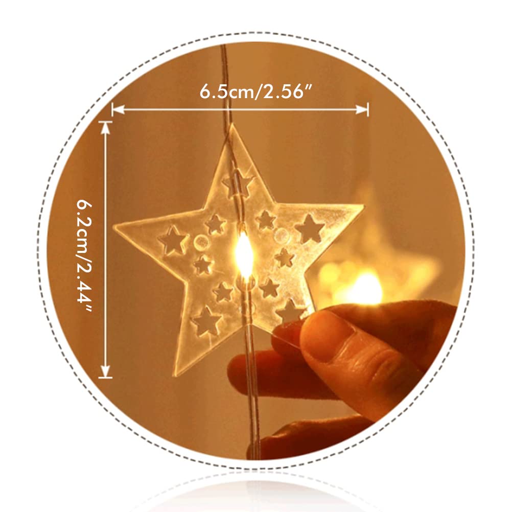 Luci per tende a stella, 100 LED Luci per finestre di Natale Luci a stella alimentate a batteria con 8 modalità Luci a stella a LED impermeabili per la festa di matrimonio di Natale del giardino