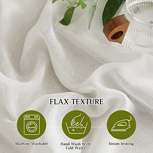 NICETOWN Natural Linen Curtains for Doorway 80 inch Length, Grommet Privacy Semi Sheer Linen Burlap Window Treatments with Light Penetration for Home Office/Porch, W36 x L80, 2 Panels