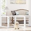 PAWLAND Dog Gate for The Doorways House Stairs Foldable Freestanding Indoor Pet Gate for Dogs Wooden Puppy Safety Fence 80 Wide 24 Height 4 Panels White