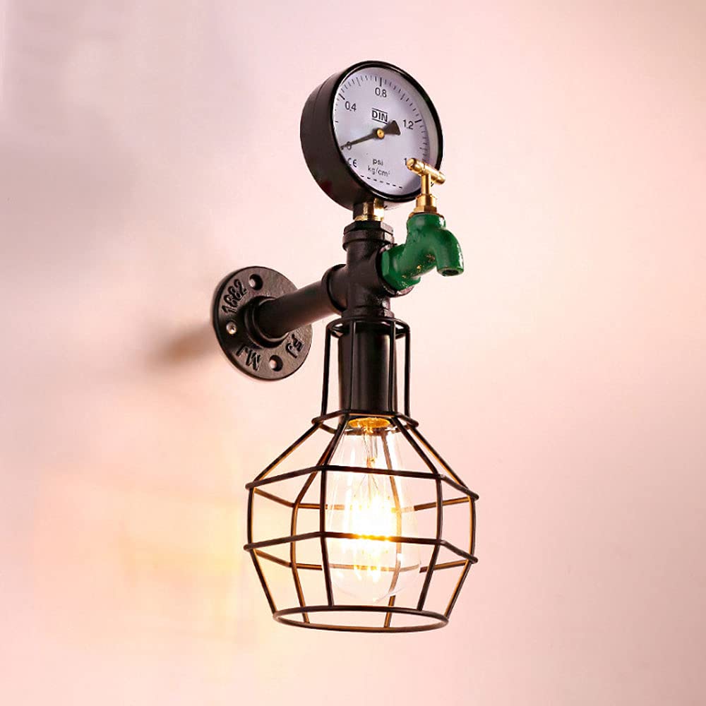 SXECAEPS Industrial Wall Sconce Rustic Water Pipe Lighting Fixture, Steampunk Mount Light, Farmhouse Sconces Lamps for Living Room Bedroom Home Decor, E27 Socket