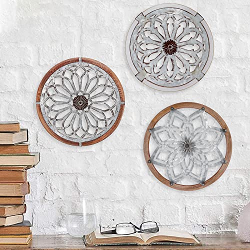 Aboxoo Heritage Round Wall Art,13'' Metal Acrylic Medallion Decorative thumb #1