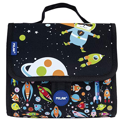 MILAN Maletín 2 Estuches Con Contenido Super Heroes Space Azul Mochila infantil  22