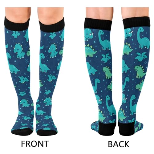 JUNZAN Dinosaur Compression Socks for Women & Men Circulation Long Socks for Running Cycling Athletic Nurse2