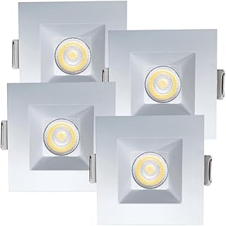 Diodesy 4-Inch LED Square Downlight Luminaire. Recessed Ceiling Light Fixture, 18-Watt, CCT 5 Color Changing (2700K/3000K/3500K/4000K/ 5000K), 1360 Lumens, White, Dimmable, 4-Pack