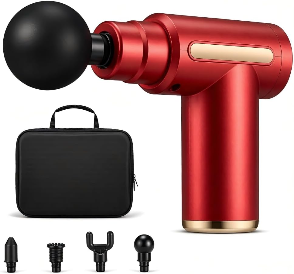 Small Massage Gun Handheld Deep Tissue Massager Gun Ideal Gift for Men & Women (RED)