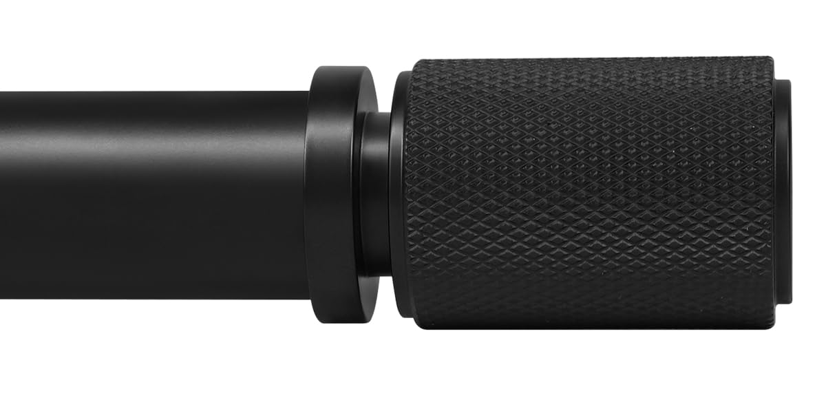 Ivilon Black Curtain Rods - Diamond Knurled Finial Design, 1 inch Diameter, Modern Window Treatment, 28 to 48 Inches.