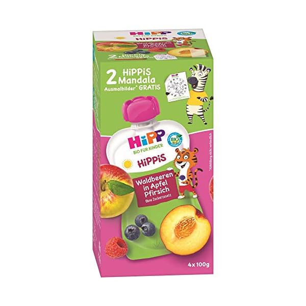 HiPP HiPPiS Quetschbeutel Mixpack, 4 verschiedene Geschmacksrichtungen, 100% Bio-Früchte ohne Zuckerzusatz, 4 x 4 Beutel…