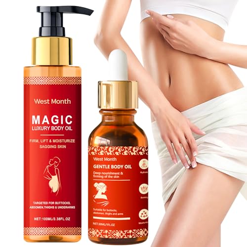 Set Olio per il Corpo, Olio Corpo Luxury, Olio Idratante per il Corpo che Idrata e Riduce le Linee Sottili su Guance, Addome, Cosce e Braccia (100 ml + 30 ml)