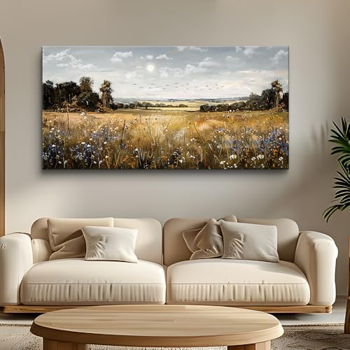 KELIYUAN Canvas Wall Art For Living Room Farmhouse Wall Decor For Bedroom Office Decorations Field Scenery Wall Painting Countryside Pictures Artwork Modern Ready To Hang Home Decor 30"X60"