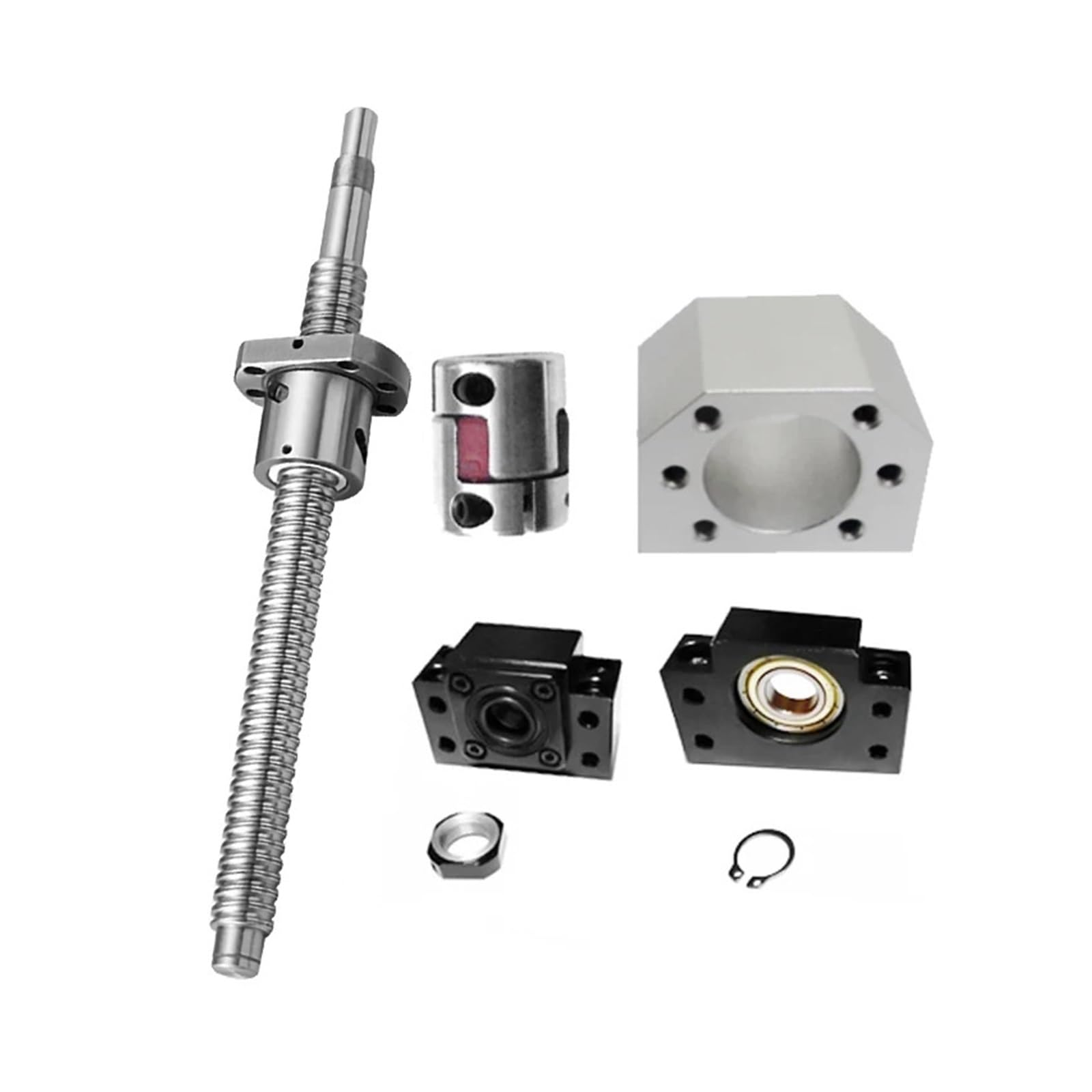 Metal Ball Screw nut 1PC Precision Ball Screw Set Nut SFU3205+End Support Bearing BKBF25+Nut Housing +Coupler(250MM)