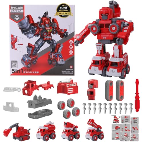 【公式】作って、合体！ メカドライバー 大工さん 組み立て おもちゃ 工具 変形ロボット 合体ロボット くるま (レッド)のサムネイル