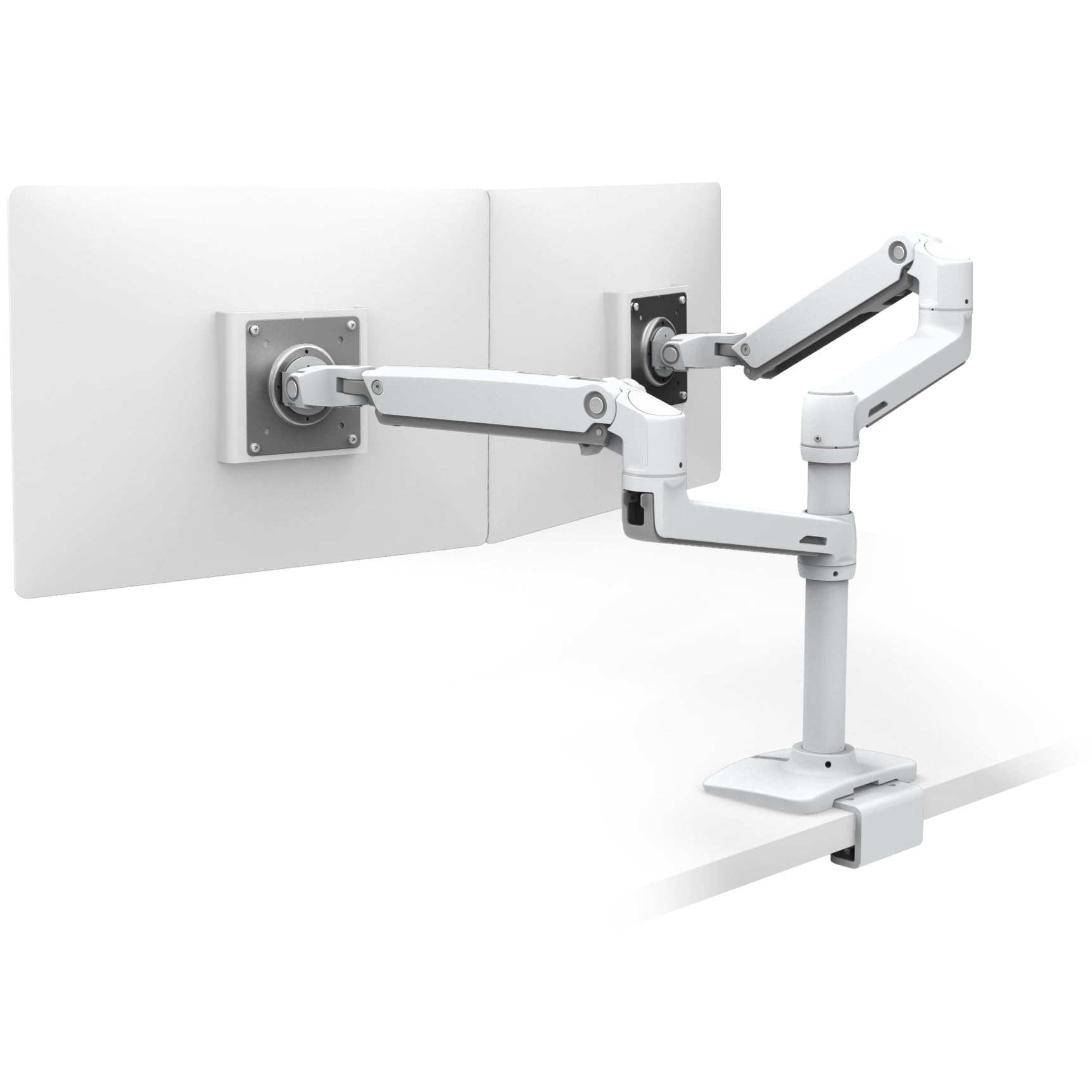 Ergotron – LX Vertical Stacking Dual Monitor Arm, VESA Desk Mount – for 2 Monitors Up to 24 Inches, 7 to 20 lbs Each – Under Mount C-Clamp, White