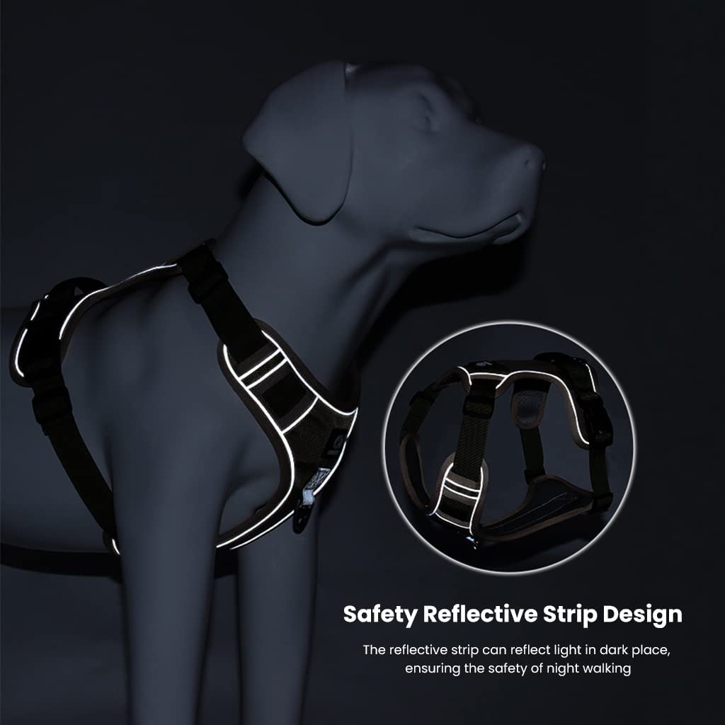 Arnés para perro sin tirones con tira reflectante de seguridad, hebilla de liberación rápida, tamaño ajustable, mango de fácil control, XL, peso recomendado: 22,5 kg a 45 kg