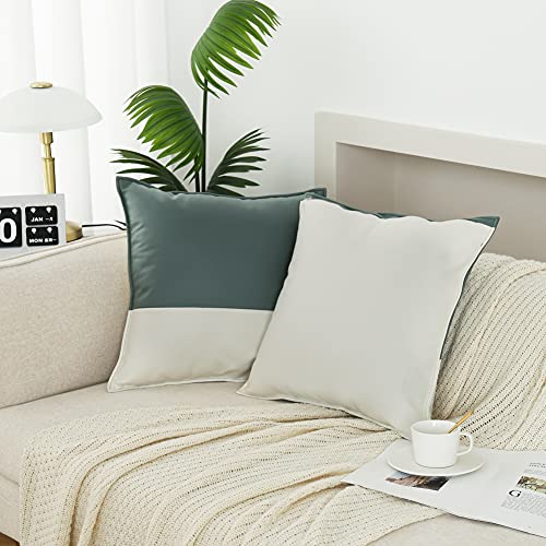 Btfortune BZ7 Faux Leather Throw Pillow Covers 18 X 18 Inch thumb #1