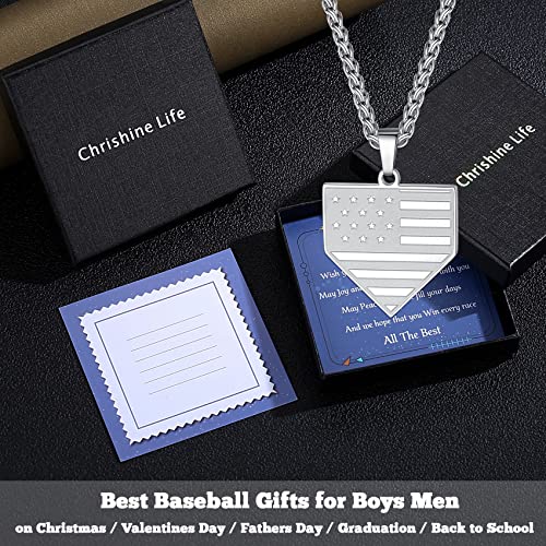 Graduation Gifts For Teenage Boys Him Teens First Communion Confirmation Fathers Day Son Grandson Boyfriend Dad College Baseball Necklace Pendant Chain Home Plate Birthday Christmas Valentines Easter #TOP6