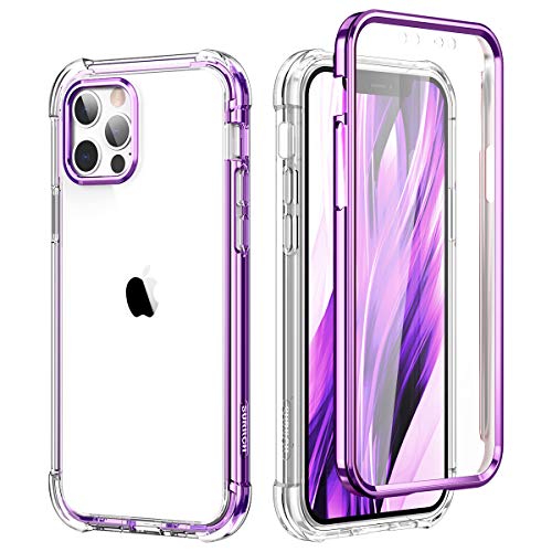 SURITCH Coque pour iPhone 12 Pro Max 6,7" 360 Degré Transparente Antichoc Silicone Violet Bumper [Ultra Hybrid] Integrale Anti-Rayures Full Body Protection Etui Housse pour iPhone 12 Pro Max 6,7" Cover