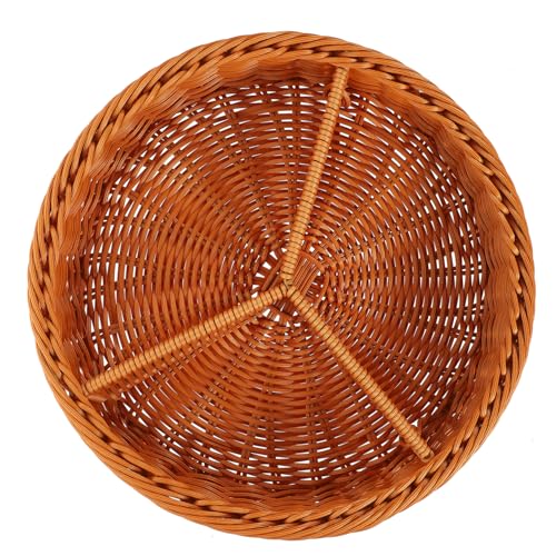 SOLUSTRE Imitation Rattan Woven Storage Basket Multi Grid Compartment Serving Basket for Fruit Bread and Snacks Decorative Organizer for Home Kitchen Parties