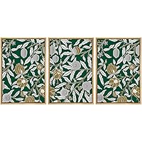 SIGNWIN Framed Canvas Print Wall Art White Flowers and Petals Over Green Background Nature Forest Drawings Fine Art Relax/Calm for Living Room, Bedroom, Office - 16