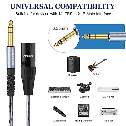 JOLGOO 1/4 Inch TRS to XLR Male Cable, Balanced 6.35mm TRS Plug to 3-pin XLR Male - Image 2