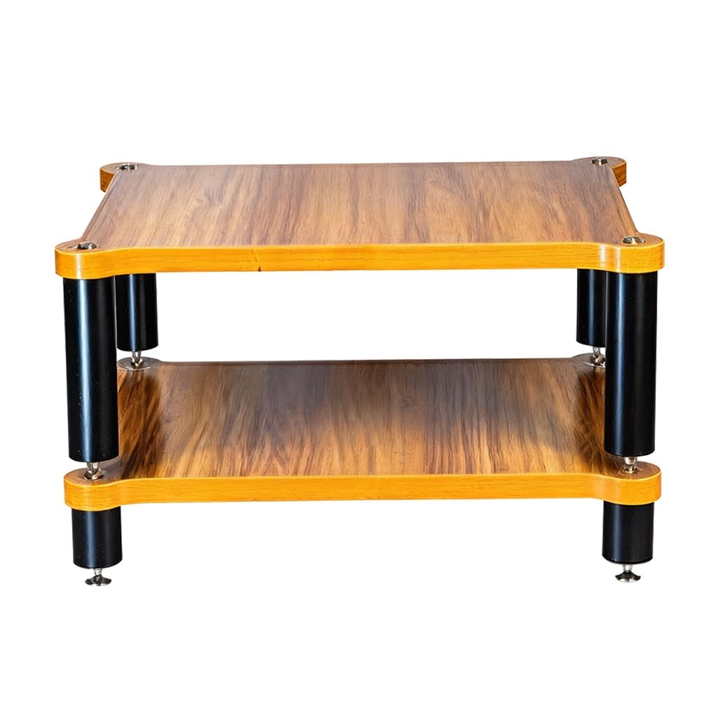 Supporto AV a 2/3/4 ripiani, in legno massello, per amplificatori, console di gioco, lettori DVD, casa e ufficio, 60 x 33 x 48 cm, soluzione di archiviazione robusta ed elegante